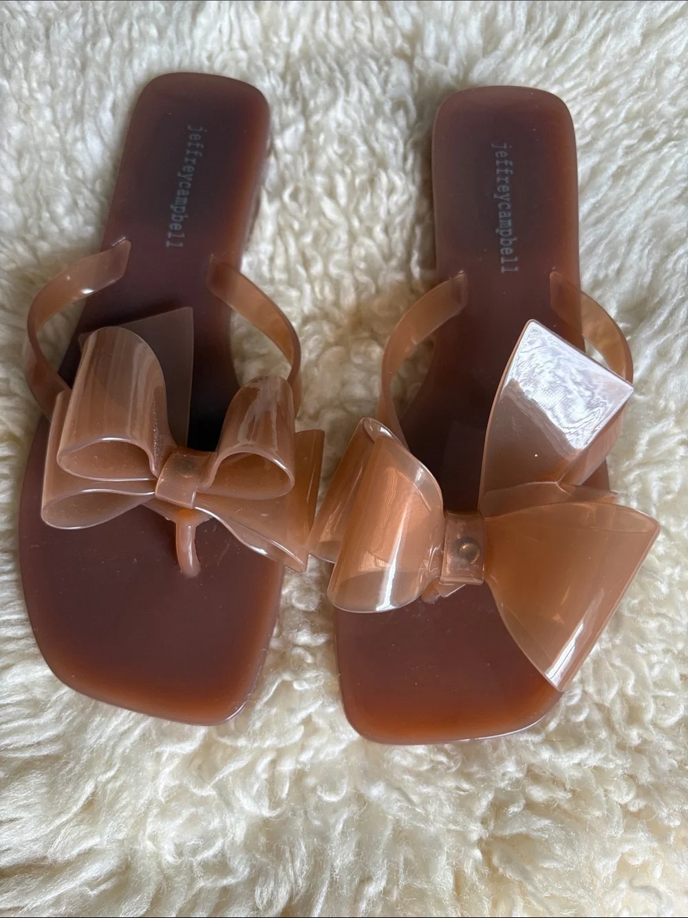 Jeffrey Campbell Brown Jelly Bow Thong Sandals